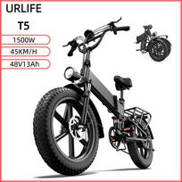 URLIFE T5 Electric Bike 45KM/H 750W Motor 48V/13AH Battery Outdoor Mountain E-Bike 20*4.0 Inches Off-Road Tire Foldable Electric Bicycle T5 Black 45KM/H juoda