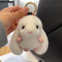 Cute Fluffy Rabbit Keychain Ring Plush Pompon Bunny Bag Pendant For Couple Car Key Ring Jewelry Gifts balta