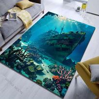 Multiple Sizes Shipwreck Ocean Theme  Pattern Carpet for Living Room Bedroom Sofa Home Decor Non-slip Floor Mat Luxury Gift 40x60cm