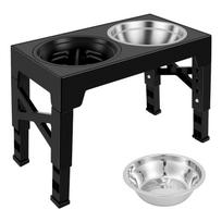 Elevated Dog Feeder Bowls Adjustable Raised Stand with 2 Stainless Steel Bowls and 1 Slow Feeder for Small Medium Large Dogs juoda