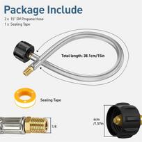 For Two-Stage Regulator Propane Hose 1/4 NPT, 15 Inch Stainless Steel Braided Tank Pigtail Connector 2 Pack sidabras