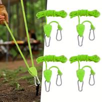 4Pcs Heavy-Duty Pulley Ratchet Rope Clamp - Tent Accessory For Safe Lifting - 1/ 8inch Lifting Rope With Built-In Metal Pulley, Durable Accessory Green 4Pcs
