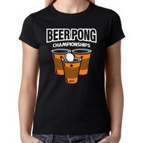 Beer Pong Championships Party Retro Beer Comedy Funny Fun Ladies Girlie T-Shirt Mens Womens Tees Top M