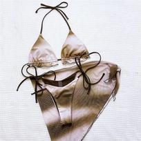Sexy Tie Dye Print String Halter Bikinis Sets 3 Pieces Swimsuit Micro Thong Swimwear Triangle Bikini 2024 Mujer Beach Wear S ruda