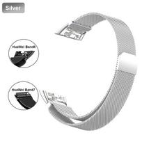 Metalinis laikrodžio dirželis skirtas Huawei Band 6 7 Band Honor 6 apyrankei su TPU dėklu ekrano apsauga Minkšta plėvele Huawei magnetinė kilpa For Huawei Band 6 sidabras/balta