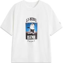 Li-Ning Panda T-Shirt With Letter Print Comfortable Breathable Loose Short Sleeve Unisex Tops White AHSUF03-2 2XL