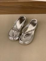 Rhinestone flip-flops platform women's summer 2025 new outer wear fashion heightened slope heel seaside cool slippers sandals 35