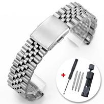 18mm 20mm 22mm nerūdijančio plieno laikrodžio apyrankė Omega Seiko apyrankėms Reguliuojama sulankstoma sagtimi Dirželis Universalus vyriškas riešo dirželis 18mm sidabras