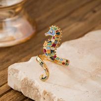 Cring Coco Sea Star Seahorse Ring Stainless Steel Casual Simple Elegant Ring Fashion Women's Party Jewelry Gift 2024 New Edition