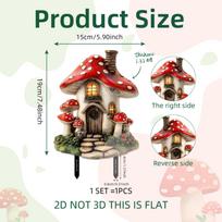Garden Mushroom House Decoration Flat PVC Outdoor Lawn Ornament Creative Forest Cottage Yard Landscape Accessory for Patio Pathway One Size