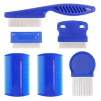 6Pcs/set Pet Flea Comb, Blue Comb Stainless Steel Needle Dense Tooth Cat Dog Comb
