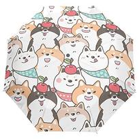 Cartoon Dog Animal Folding Umbrella Lovely Pet Puppy Compact Windproof Travel Umbrellas Rain Sun for Women Men Students Kids