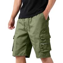 Mens Casual Drawstring Waist Cargo Shorts with Multiple Pockets Relaxed Fit Lightweight Fabric for Everyday Wear L armijos žalia spalva