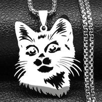 Lovely Cat Kitten Head Pendant Necklace For Women Men Stainless Steel Gold Silver Color Animal Our Family Chain Jewelry Gifts