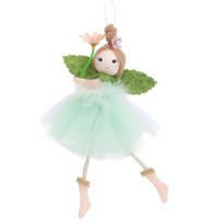 Long Legs Flower Fairy Ornaments Cute with Flower Skirt Girl Hanging Handmade Mesh Easter Fairy Pendant Spring Easter žalia