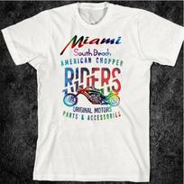 Miami South Beach T-Shirt Florida Surf Tattoo Fast Biker Motorcycle CHOPPER TEE L