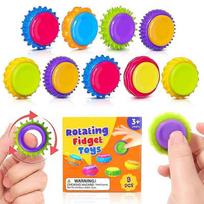 3-in-1 Rotating Fidget Toys Set, Multifunctional Silicone Sensory Toys, Spinning Pop Fidget Toys for Stress Relief and Focus, 9pcs Gift Box 1Pcs