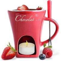Chocolate Fondue Mug Coffee Cup Chocolate Melting Mug with Fork Fondue Pot  Warmer Mug Candy Hot Pot for Candy Cheese Cooking Dessert kava