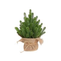 Artificial Pine Tree in Burlap Wrapped Base Realistic Decorative Faux Plant for Indoor Home Office Desk Display Tabletop One Size
