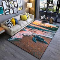 Turtle resting on colorful beach carpet Yoga living room room decor children's crawling mat doormat area rug games mat 40x60cm