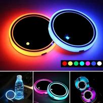 Universal LED Car Cup Holder Light Car Coasters Bottle Atmosphere Light Mats 7 Colors Cup Holder Pad Car Interior Accessories RGB
