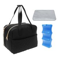 Breast Pump Storage Bag with Ice Pack and Waterproof Mat Portable Breast Milk Cooler Travel Bag Wearable Hands Free Insulated juoda