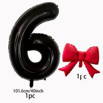 40inch Black Digital Balloon Set With Red Bow Aluminum Foil Balloons For Birthday Party And Anniversary Decoration 1