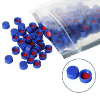 100 PCS Blue Open-topped Polypropylene Cap Red PTFE/White Silicone Septa 9 Mm For Chromatography Vial 2 Ml Replacement Agilent