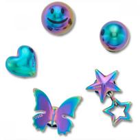 Crocs Iridescent Meta Jibbitz 5 Piece Set 10017494 FREE blue