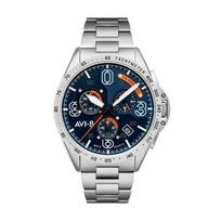 AVI-8 P-51 Mustang Silver Oak Blakeslee Chronograph Blue Dial Quartz AV-4077-22 Men's Watch mėlyna