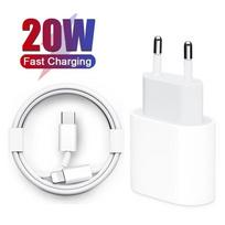 ES Kištukas USB-C Maitinimo Adapteris Greitas Įkrovimas PD Kabelis 20W PD Įkroviklio Kabelis iPhone 13 12 11 Pro Max X XR XS Max 8 Plus 12 13 1m Cable and EU Charger