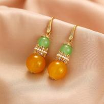 New Chinese Beeswax High Luxury Ear Hook Retro National Style Design Horse Dress Cheongsam Hanfu Earrings
