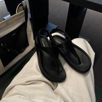 Shoes Minimalist herringbone retro toe vacation flat-bottomed niche Roman style sandals 34 juoda