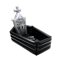 Large Capacity Silver Black PVC Halloween Ice Coolers Tombstone Designs Portable Beverage Chiller Party Essential 1 juoda