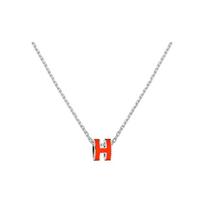 Hermes Mini Pop H Classic Casual Necklace Women necklace Metallic H147992FP1B Orange Silver