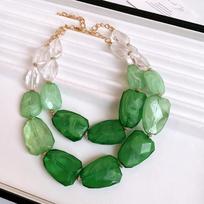 Exaggerated Beaded Necklace Dopamine Color Charm Chokers Unique Clavicle Chain  Gift žalia