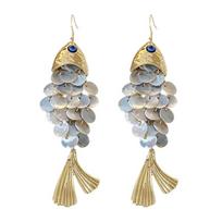 Fashionable Exaggerated Fringe Fish Ear Hooks Elegant Statement Jewelry Fish Ear Accessories For Women Party Night Out balta