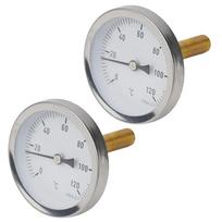 Katilo termometras Bimetalinis termometras Temperatūros diapazonas 0-120 C 63 mm skersmens ciferblatas Analoginis termometras Žalvarinė įvorė China Mainland white