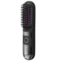 Cordless Hair Straightener Brush for Travel - Portable Hot Comb Thermal Brush Pro with Negative Ion Rechargeable for Women violetinė