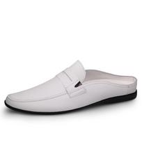 Z2001 Men's Leather Closed-Toe Slip-On Mules for Spring/Summer 44 balta
