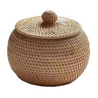 Laikymo dėžutė Rotango pintas laikymo krepšelis Rudas Daugiafunkcinis tvirtas Vietnamietiška rudeninė vynmedžio šaknis 15*15*12cm 1vnt