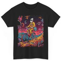 Psychedelic Astronaut T Shirt Trippy Space Biker Graphic Tee S įvairiaspalvis