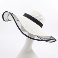 Wide Brim Floppy Straw Hat for Women with Ribbon Detail Sun Protection Lightweight Foldable Design One Size balta