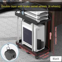 Quality with 6 wheel Mobile CPU Stand Double-Layer with Brake Double-Layer Computer Rack Heavy Duty Computer Host Bracket Home juoda