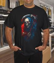 Dual Flame Grim Reaper Graphic T-Shirt Mens Womens Tees Top 4XL