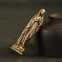 1Pc Vintage Blessed Virgin Mary Figurines Key Chains Pendants Brass Holy Mother Religion Faith Buddha