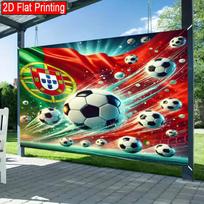 2D Portugal National Team Backdrop with Football Action and Flag Photography Background 47.2x31.5inch/120*80cm