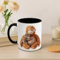Cute Monkey Hug Coffee Mug - 11oz Ceramic Mug with Adorable Orangutan & Baby Design, Perfect for Coffee, Tea & Hot Drinks, Gift for Animal Lovers & Mo 1PCS