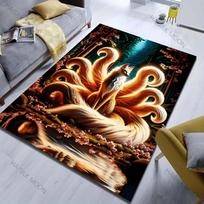 Multiple sizes Nine-Tailed Fox Forest Rug Pattern Carpet for Living Room Bedroom Sofa Home Decor Non-slip Floor Mat Luxury Gift 40x60cm