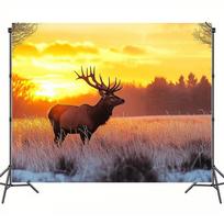 2D Winter Sunset Stag Background for Outdoor Photography Shoots 47.2x31.5inch/120*80cm
